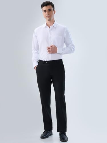Image of Park Avenue Men Slim Fit Solid Pattern Cotton Polyester Blend Semi Cutaway Collar Full Sleeve Casual Shirt