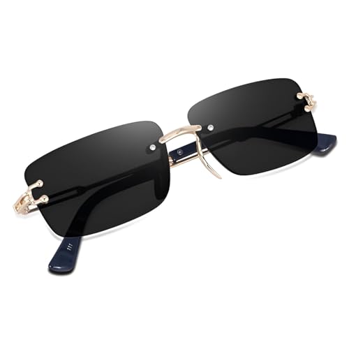 Image of Vintage Rimless Sunglasses Rectangle Frameless Glasses Women Men