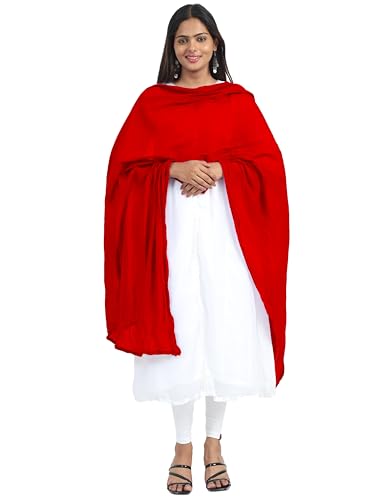 Image of Miraan Solid Pure Cotton Dupatta with Pom Pom Border, 2.25 meters length (DUPCOTTON)