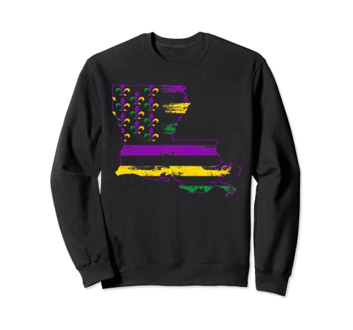 New Orleans Map Mardi Gras Shirt, Niños Hombres Mujeres Sudadera