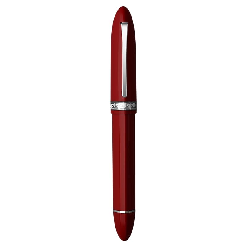 Füllfederhalter mit dreieckigem Kolben, Kunstharz, EF/F-Feder für Schreibwaren, Geschenk, Schule, Büro, Geschäft, Schreibwaren (rot-silberfarbener Clip, EF-Feder)
