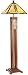 Mission Floor Lamp with Nightlight Walnut Wood Column Stained Glass Shade for Living Room Reading Bedroom - Robert Louis Tiffany