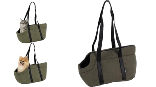 Sac de Transport Chat – Chien – Flamingo Alessia Vert – 46×23×25 cm – Polyester côtelé + Mousse – Ouverture Dessus – Coussin Amovible –...