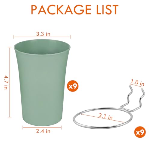 Image of Pegboard Cups With Loops, 9 Pack Matcha Green Peg Board Holder Organizer | 1 /8 inch 1 /4 inch Pegboard Accessories, Plastic Hanging Organizer Cups, Tool Organizer Set for Garage Craft Workshop Hobby Storage