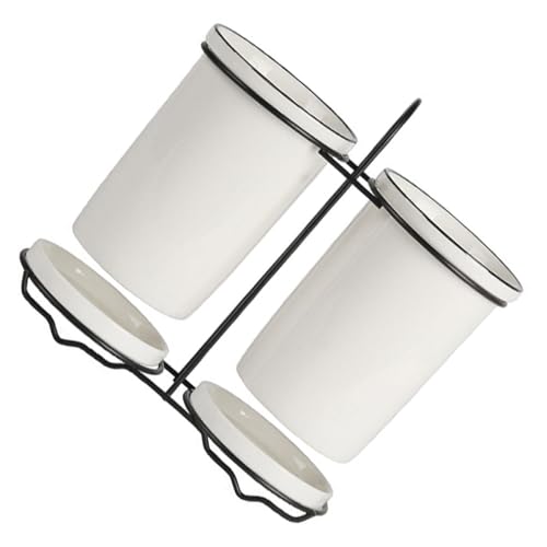 SOLUSTRE Soporte para Cubiertos y Palillos de Cerámica Drenaje Organizador de Utensilios de Cocina Resistente al Calor Diseño Minimalista Nórdico para Mesa o Armario Práctico y