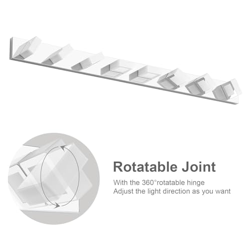 Image of Ralbay 52 inch Modern Chrome Vanity Lights 8 Lights Acrylic Stainless Steel LED Vanity Light Fixtures Chrome Bathroom Lighting Over Mirror