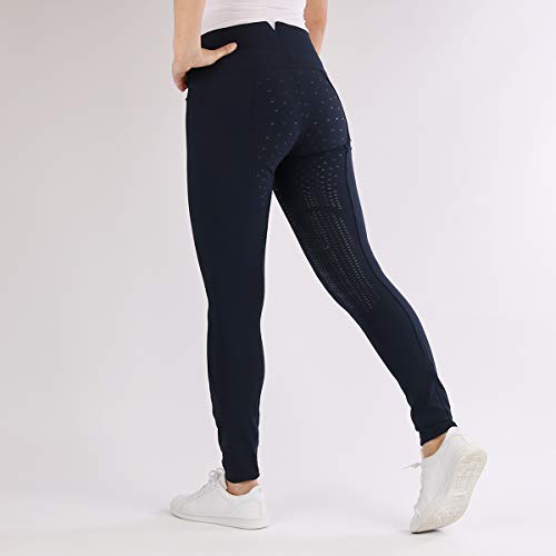 Mallas de equitación con grip de silicona Montar Kinsley azul oscuro pantalones hípica elásticos