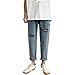 Produktbild Capabes Lose Herrenjeans mit geradem Bein Klassisch zerrissene Löcher Allgleiche Alltags-, lässige und Bequeme verwaschene Denim-Hose XL