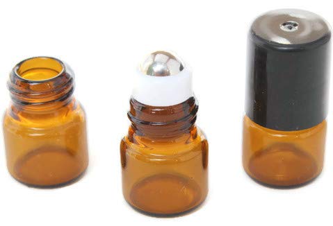 Usa 144-1 Ml (1/4 Dram) Amber Glass Micro Mini Roll-On Glass Bottles With Stainless Steel Roller Balls - Refillable Aromatherapy Essential Oil Roll On (144) #TOP6