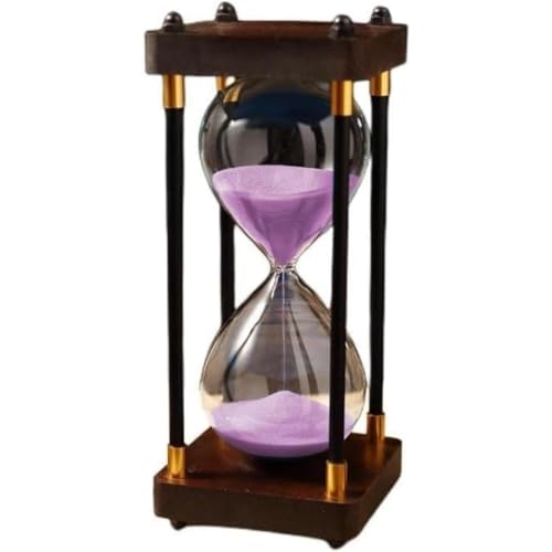 MYJYG ヴィンテージ 30/60分砂時計 タイマー 装飾用 クリスマス 新年 誕生日 ティーコーヒー 木製フレーム 砂タイマー (30 Minutes,パープル)