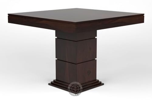 Image of Sheesham Wood Oval Dining Table with Cushion Chairs Set for Home Hall | Solid Wood Dinner Table with Chairs for Hotels | Dining Room Sets (Walnut Finish 2, 4 Seater)