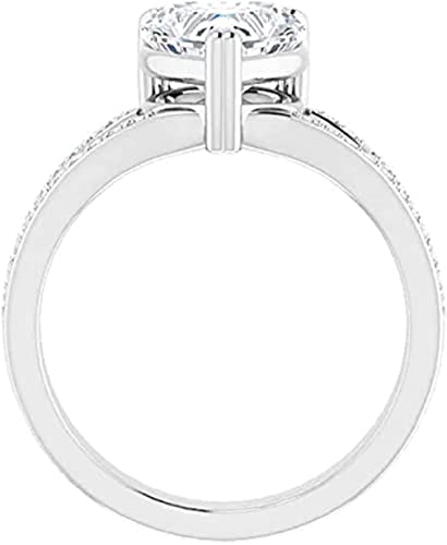 Moissanite World 2 Ct Heart Cut Colorless Moissanite Engagement Ring/Bridal Ring Set Solitaire Split Shank Solid Sterling Silver Vintage Antique Anniversary Promise Ring Gift For Her (7.5) #TOP4