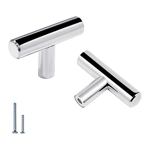 5 Pack Kitchen Handles Polished Chrome Drawer Knobs Cupboard Pulls Stainless Steel T Bar Handles Cover
