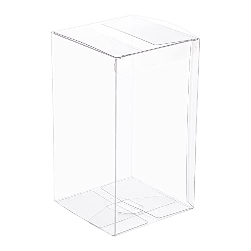 BENECREAT 15 Pack 3.5x3.5x6.3 Inch Clear Favor Boxes PVC Plastic Box Transparent Boxes Rectangle Plastic Party Favor Boxes for Wedding Party Treat Candy Cupcakes