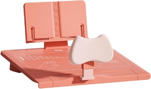 Brfveob 読書スタンド 子供用 座り姿勢矯正器具 小学生 近視対策 座り読書 書き取り オールインワン デスクトップスタンド (ピンク,デスクトップモデル + 読書スタンド)