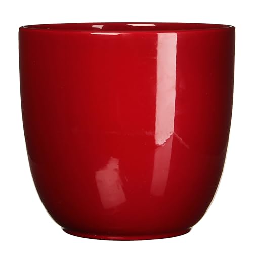Annastore Blumenübertopf Tusca aus Keramik - Übertopf - Blumentopf - Übertöpfe - Blumentöpfe (Rot, H 16 cm - Ø 17 cm)