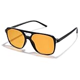 VANLINKER Retro Vintage 70s Square Aviator sunglasses for women men Yellow Orange Tinted Lens