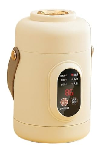 【Woxiro】 電気シチュー鍋 小型保温調理鍋 陶器製スープポット 蒸し器付き 800ML 1200ML 110V/500W 保温機能付き 操作が簡単 軽量 持ち運び便利 1〜2 人用 自宅 車中泊 アウトドア オフィス 寮 一人暮らし (カーキ,800