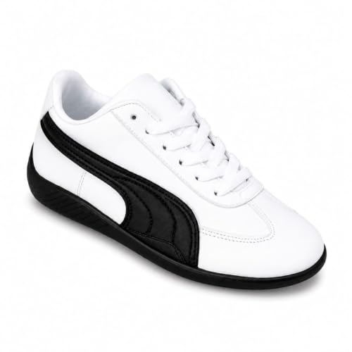 Image of Men's White and Black Lace-Up Sneakers for Sports
