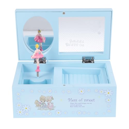KOMBIUDA Plastic Music Box with Transparent Lid and Dancing Figure, Jewelry Storage for ’ Necklaces and Bracelets, Ideal for Bedroom or Drawer