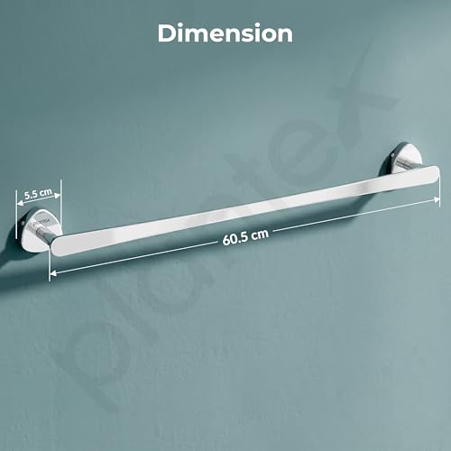 Image of Plantex J4 Stainless Steel Towel Holder in Bathroom /Cloth Hanger for Bathroom /24 Inch Single Towel Rod /Bathroom Accessories (Chrome Finish) Angel