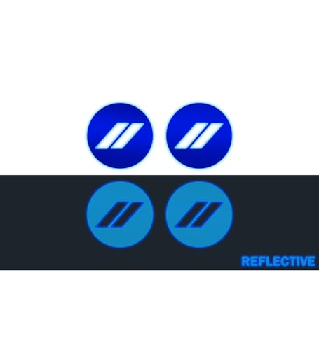 Image of IPG Compatible with Dodge Charger, Challenger, Durango (2017-2023) Wheel Center Cap Overlay Decal Sticker Wrap Kit - Hash Rhombus Design - Personalize Your Vehicle (Outer Logo, Reflective - Blue)