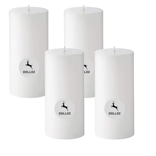 Image of Paraffin Wax Pillar Candle | Dripless | Smokeless | Unscented | Burning time- 60 hrs | Hand Poured | Christmas Candle (Set of 4, 3 X 6 Inch, White)