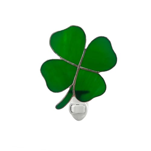 Image of CHEZBABY Stained Glass Night Light Plug into Wall Lamp Decorative Accent Nightlight for Hallway Bedroom Bathroom Kitchen Home Decor(Clover)