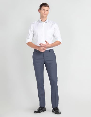 Image of Arrow Men Slim fit Cotton Checked Long Sleeves Cutaway Collar Shirt