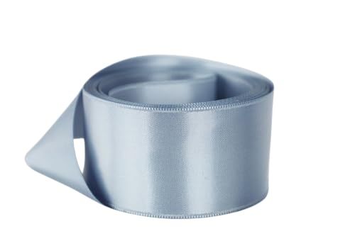 Image of Ribbon Bazaar Double Faced Satin - Premium Gloss Finish - 100% Polyester Ribbon for Gift Wrapping, Crafts, Scrapbooking, Hair Bow, Decorating & More - 7 /8 inch Dusty Blue 50yd Spool