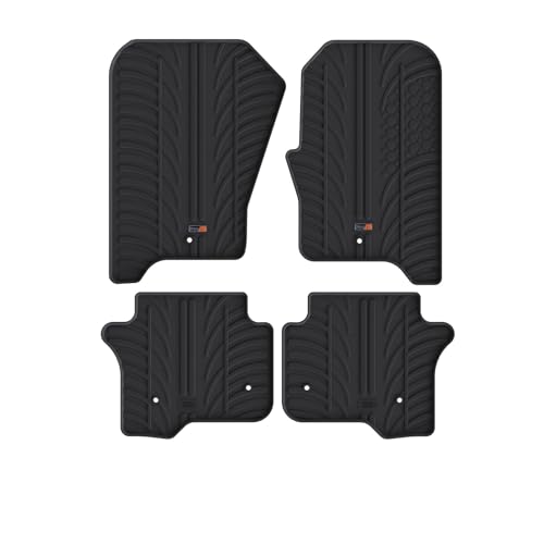 TRAVALL Rubber Car Mats (set of 4) compatible with Land Rover Discovery (2009-2016) Heavy Duty Floor Mats Moulded Premium Mats Easy Clean Black with Clips - Anti Slip All-Weather Protection