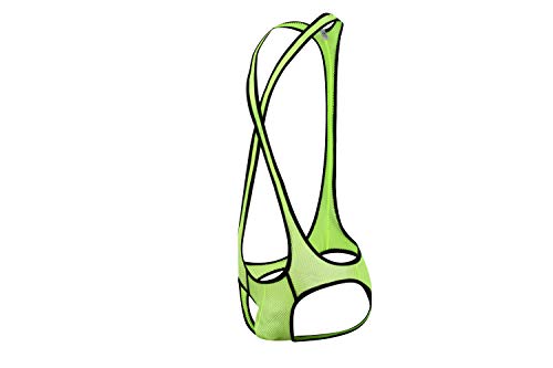 4UFiT Mens Mesh Wrestling Singlet Jockstrap Bodysuit Active Underwear Yellow