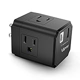 USB Charger Block with Outlets Upoy, Outlet Extender with USB, Charging Cube Dual USB Ports Total 3.1A, C Port Block with 3 Wall Outlets, Power Adapter Tech Gadget for Multiple Electronics