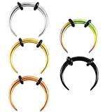 Anillos de Septum Pincher 14G 16G, Kit Taper Anillo Nasal en Forma Herradura Acero Inoxidable Tipo Búfalo con O para Hombres y Mujeres(1.2 * 8)