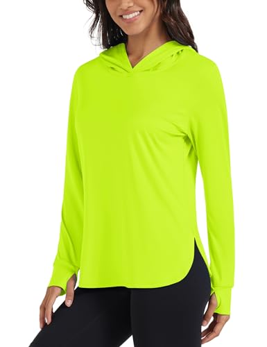 MAGCOMSEN Womens Hooded UV Protection Hiking Shirts Quick Dry Sun Shirts Long Sleeve UPF 80+ Lightweight F Green S