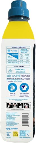 Sanicentro Detergente Desinfectante Ropa Deportiva | Elimina el 99,9% de bacterias y mal olor | Protege tejidos técnicos | Fragancia suave y duradera | Botella 1L