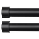 TDZWIN 2 Pack Black Curtain Rods for Windows 48 to 84 Inch, 1 Inch Diameter Heavy Duty Black Curtain Rods, Matte Black Modern Telescoping Drapery Rods for Indoor &Outdoor (M8,Black,40-76 Inch)