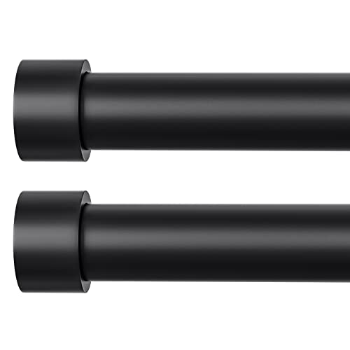 TDZWIN 2 Pack Black Curtain Rods for Windows 18 to 28 Inch, 1 Inch Diameter Heavy Duty Black Curtain Rods, Matte Black Modern Telescoping Drapery Rods for Indoor &Outdoor (M8,Black,18-28 Inch)