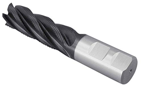 Image of Accusize Industrial Tools 1'' Fine Tooth M42 8% Cobalt Tialn Roughing End Mill, 1'' Shk Dia, 3'' Flute Length, 5-1 /2'' Oal, 5 Flute, 1104-0031 | Fine Tooth, M42 8% Cobalt, TiAlN Coated, 5-1 /2 inch OAL, Single End, Center Cutting