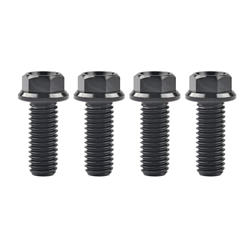Wanyifa Titanium Hex Small Flange Head Bolt M8 (M8x20mm, Black) | 15 20 25 30 35 40 45 50 55 60 65mm x1.25mm for Motorcycle Car Modification Pack of 4