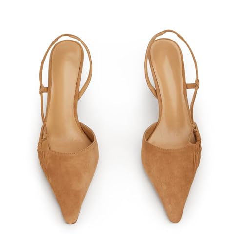 Agodor Kitten Heels for Women Pointed Toe Bow Tie Slingback Heeled Sandals Ankle Strap Pumps Wedding Party Dress Shoes3