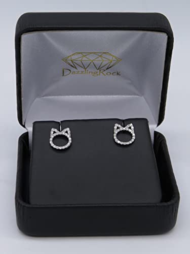 Dazzlingrock Collection 0.25 Carat (ctw) Round White Diamond Kitty Cat Stud Earrings for Her (Color I-J, Clarity I2-I3) in 925 Sterling Silver in Screw Back3