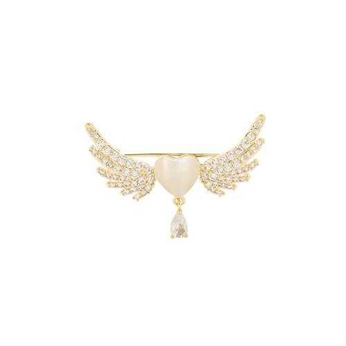 BSLVWG Wings broche à la mode opale coeur Broche en cristal pour les femmes, les filles, les femmes, les mamans