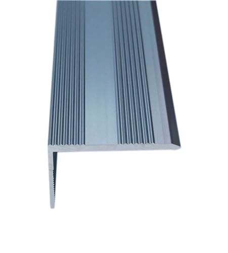 Grandismo® 3ft - Stair Edging - Self Adhesive Stick Down - Edge Nosing Tread Strip - Tile/Laminate/Wood Aluminium to Vinyl - Threshold Metal Door Trim - Grey