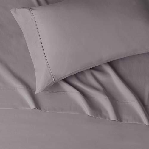 Image of Amazon Basics Lightweight Soft Microfiber 3 Piece Bed Sheet Set with 14-Inch Deep Pockets, Twin XL, Pack of 42, Dark Grey, Solid