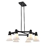 Addington Park 31779 Cartagena Collection 6-Light Modern Chandelier with Glossy White Glass Shades, Dark Bronze Finish