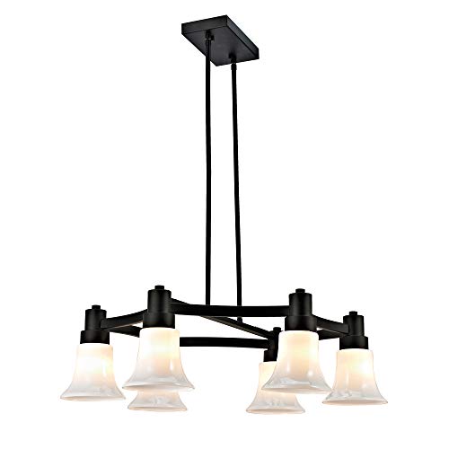 Addington Park 31779 Cartagena Collection 6-Light Modern Chandelier with Glossy White Glass Shades, Dark Bronze Finish