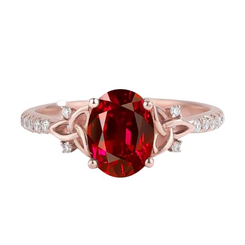 Celtic Engagement Rings for Women Oval Cut Gemstone Rings for Women 10K 14K 18K White Yellow Rose Gold Celtic Ring Wedding Ring Anniversary Promise Rings