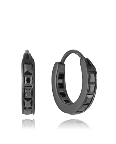 Pendientes hombre negro mate Viceroy aros estilo criollas de 1 cm de diámetro 14339E01010