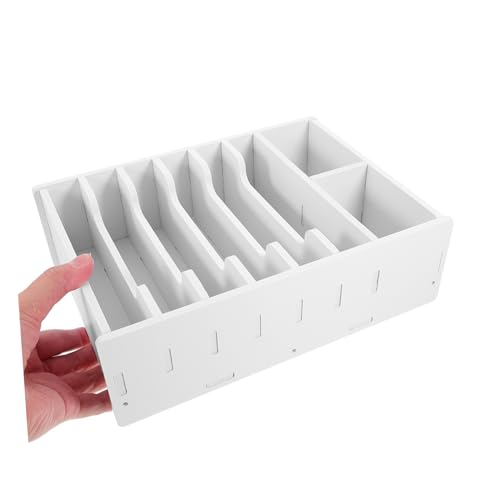 Boîte de rangement billets monnaie plastique compartiments caisse blanc - 7
